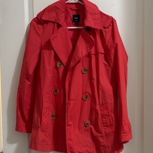 GAP Vibrant Coral Short Trench Coat